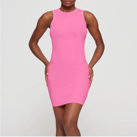 RARE skims sugar pink cotton rib tank dress - Picture 2 of 6